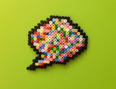 speech ballon made of iron-on beads