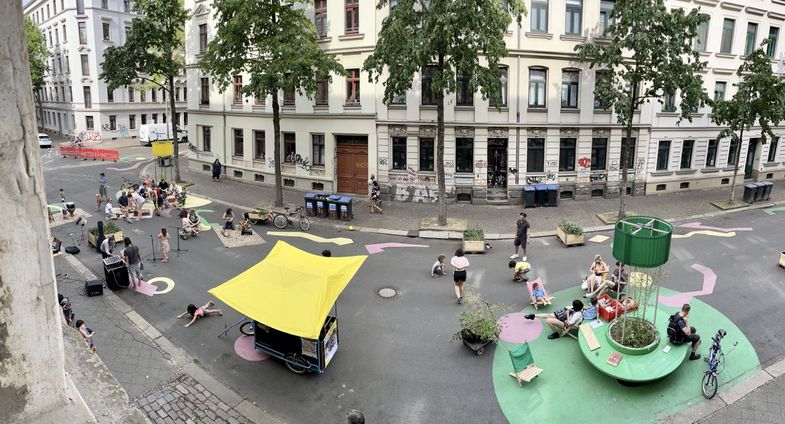 Verkehrsberuhigter Bereich in der Stadt