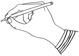 Grafik Hand hält Stift