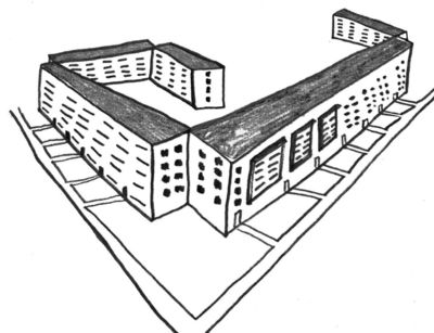 Grafik Häuserblock in Grünau