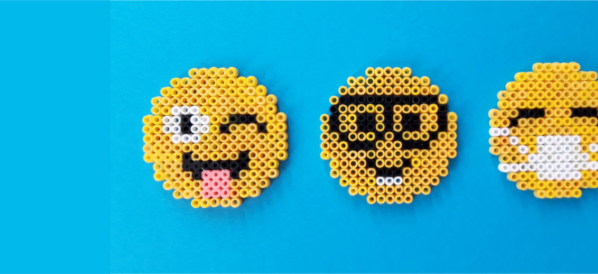 smileys made of iron-on beads